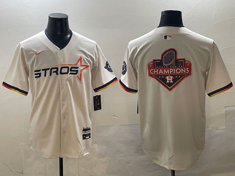 Men Houston Astros Blank Cream Three generations Joint Name 2025 Nike MLB Jersey style 17->houston astros->MLB Jersey